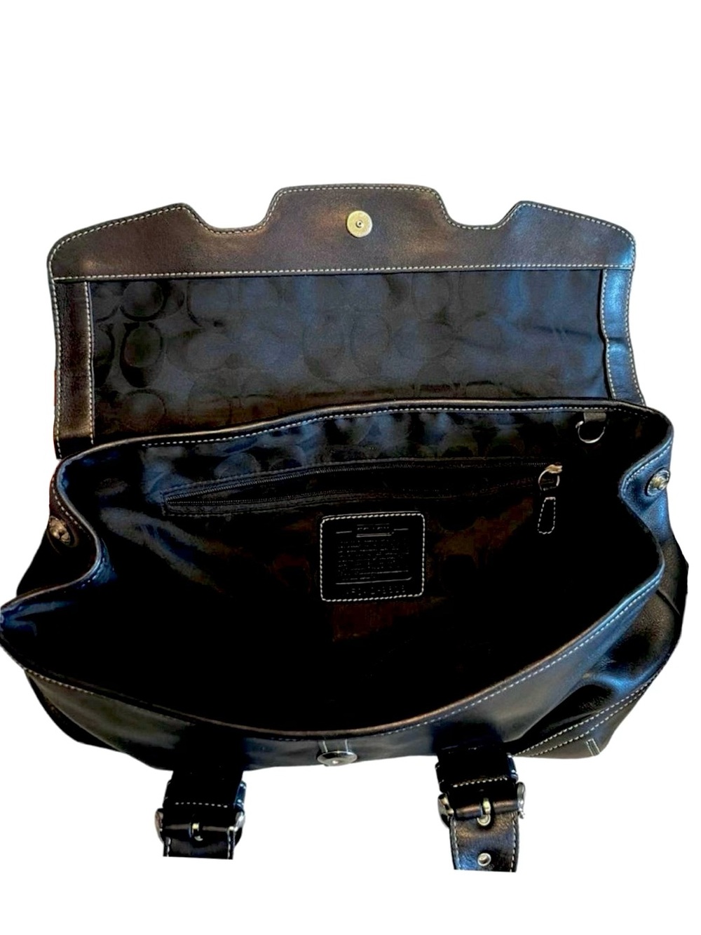 🐴 Coach 9636 Y2K Vintage Hamptons Soho Black Leather Satchel/Flap Shoulder Bag - Picture 8 of 13